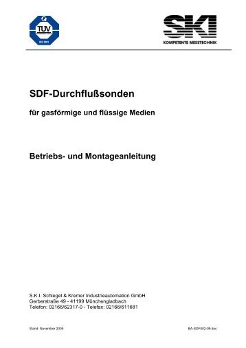 SDF-Durchflußsonden - S.K.I. GmbH