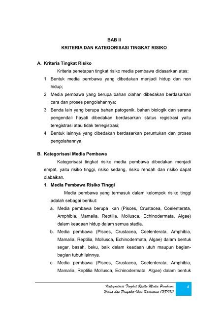 kategorisasi tingkat risiko media pembawa hama dan penyakit ikan ...