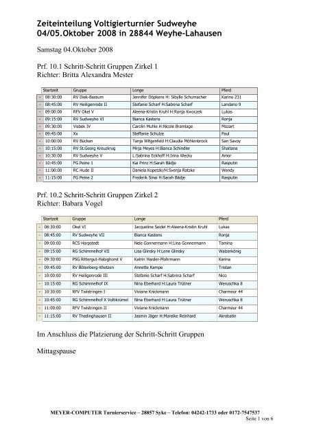 Zeiteinteilung Voltigierturnier Sudweyhe 04/05.Oktober 2008 in ...