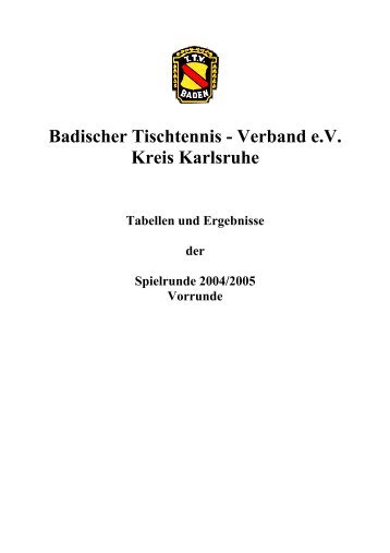 Badischer Tischtennis - Verband e.V. Kreis Karlsruhe
