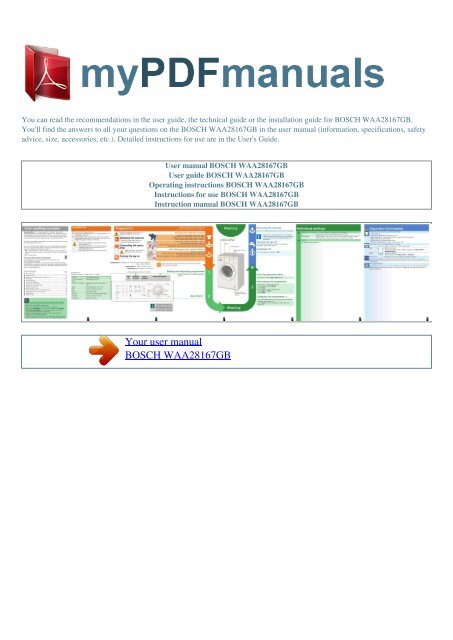 User Manual Bosch Waa28167gb