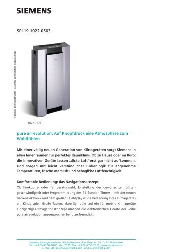 SPI 19-1022-0503 pure air evolution: Auf Knopfdruck ... - Siemens