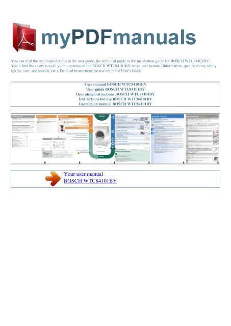 User Manual Bosch Wtc84101by