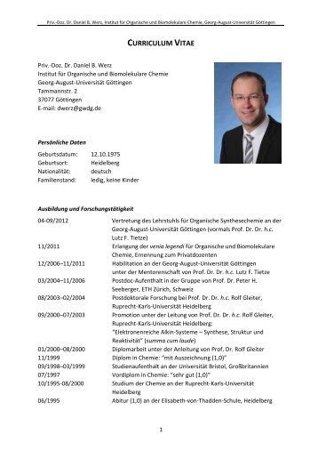 curriculum vitae - Dr. Daniel B. Werz - Georg-August-Universität ...