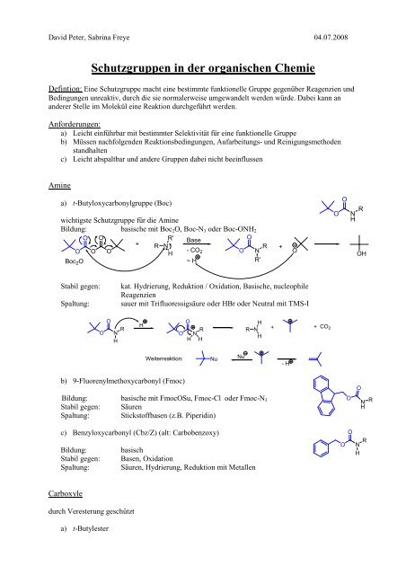 Schutzgruppen in der organischen Chemie