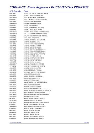 COREN-CE Novos Registros - DOCUMENTOS PRONTOS