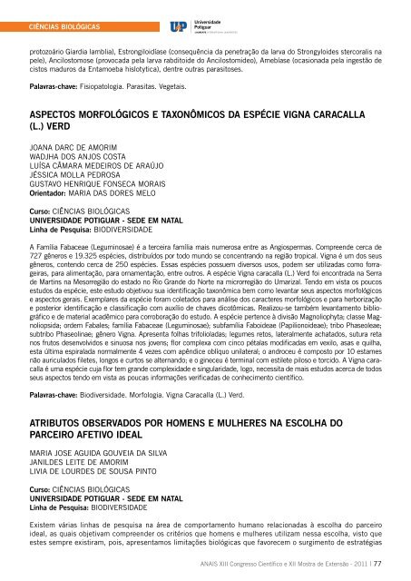 XIII Congresso Científico da UnP XII Mostra de Extensão da UnP