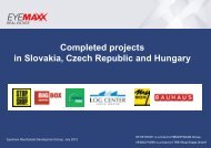 Completed projects in Slovakia, Czech Republic and Hungary