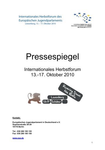 Pressespiegel - Europäisches Jugendparlament in Deutschland eV ...