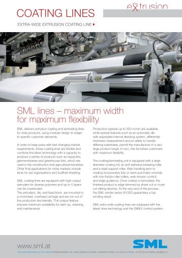 datasheet extra-wide extrusion coating lines - SML