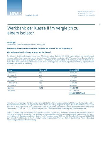 Kostenvergleich Werkbank vs. Isolator.pdf - ENVAIR Deutschland