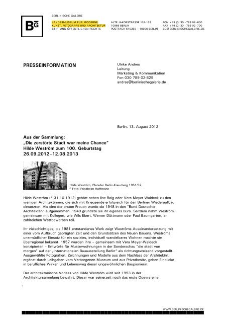 Presseinformation - Berlinische Galerie