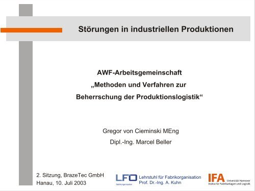 Störungen in industriellen Produktionen