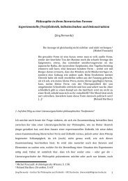 Philosophie in ihren literarischen Formen Experimentelle (Text ...