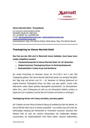 Thanksgiving im Vienna Marriott Hotel - Parkring Restaurant