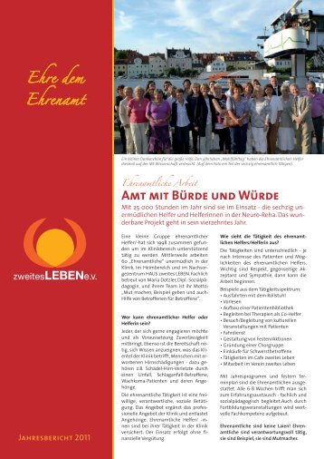 Jahresbericht 2011 - Verein Zweites Leben e.V.