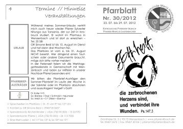Pfarrblatt Nr. 30/2012 - Pfarrei Irlbach