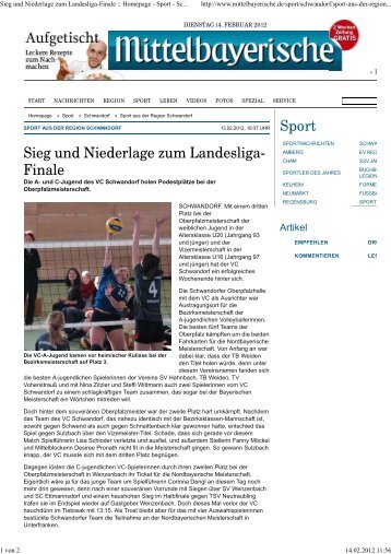 Sieg und Niederlage zum Landesliga - SV Wenzenbach Volleyball