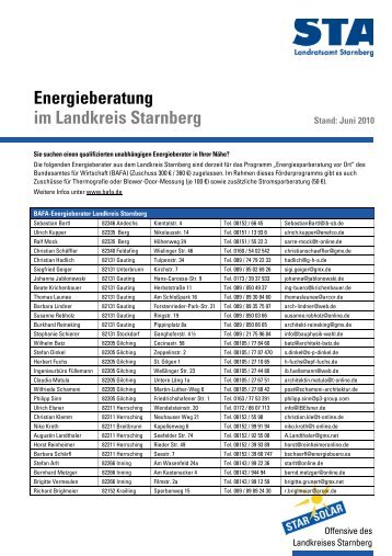 Energieberatung im Landkreis Starnberg - Energiewende Starnberg