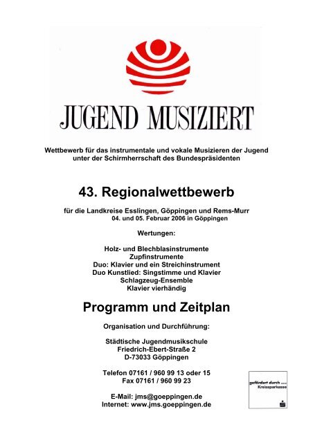 Regionalwettbewerb "Jugend musiziert" am 04. und 05 ... - Stauferpark