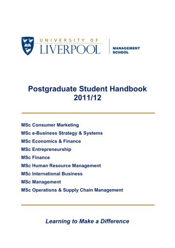 Postgraduate Student Handbook 2011/12 - University of Liverpool