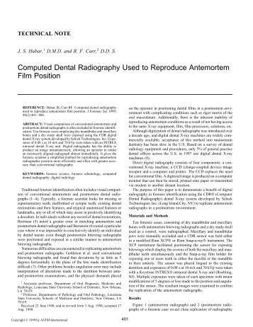 Computed dental radiography used to reproduce ... - Library