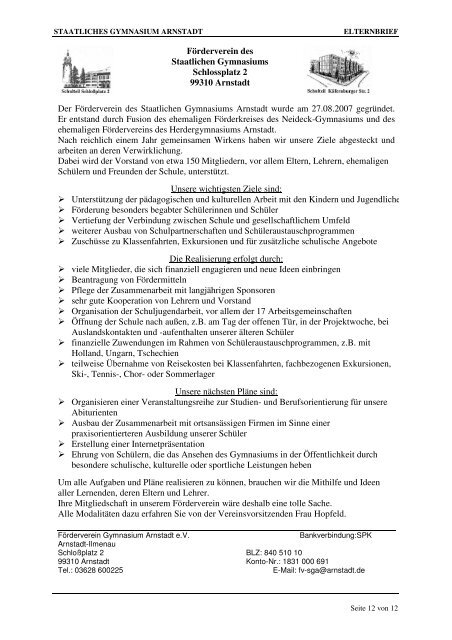 Elternbrief zum Schuljahr 2009/2010 - Staatliches Gymnasium ...