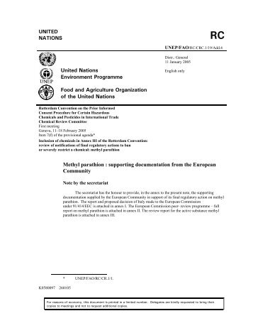 Methyl parathion - What is RC? - Rotterdam Convention