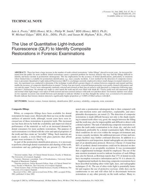 The use of quantitative light-induced fluorescence (QLF) to ... - Library