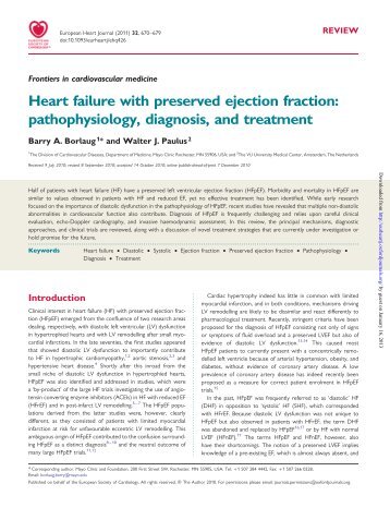 Heart failure with preserved ejection fraction - European Heart Journal