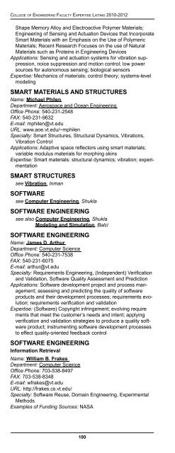 Faculty Expertise Guide - College of Engineering - Virginia Tech