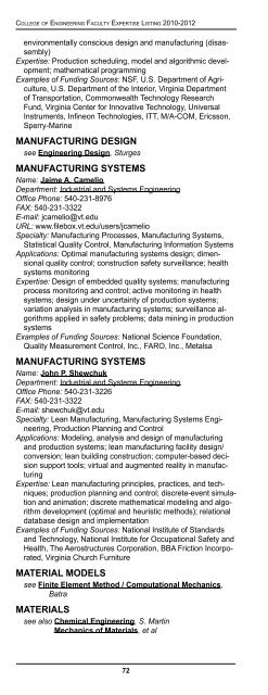 Faculty Expertise Guide - College of Engineering - Virginia Tech