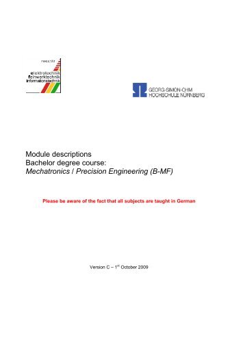 Module descriptions Bachelor degree course - Elektrotechnik ...