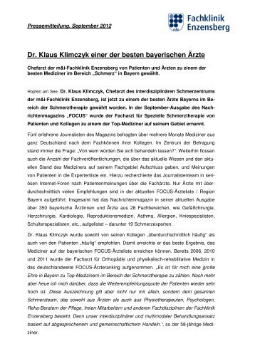 Dr. Klaus Klimczyk - Fachklinik Enzensberg