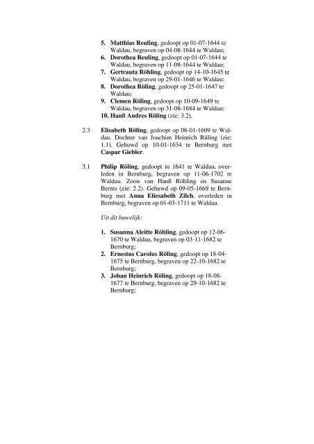 Inleiding tot de genealogie van het geslacht Röhling uit Waldau