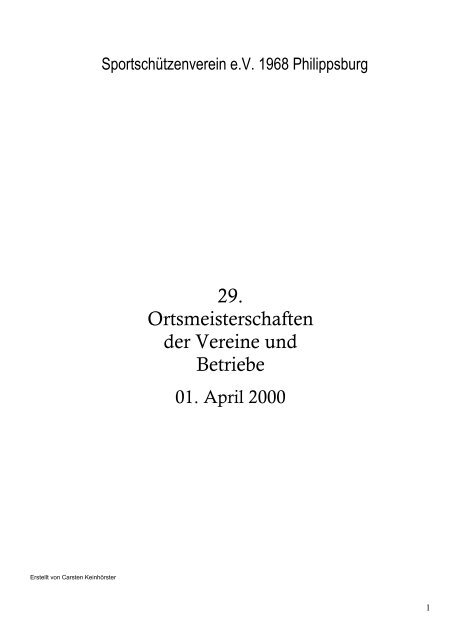 29. Ortsmeisterschaften der Vereine und Betriebe - des ...