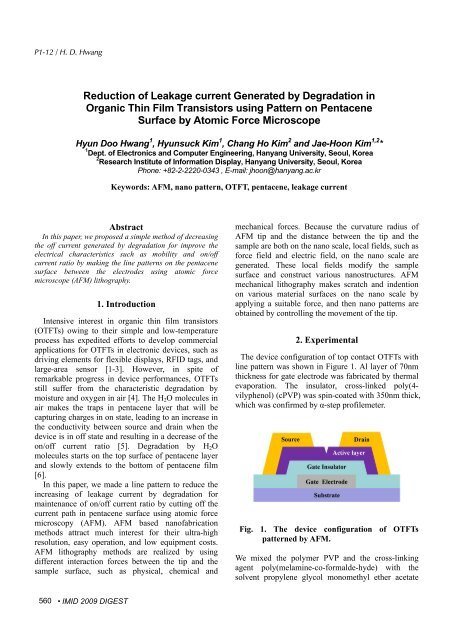 Reduction of Leakage current Generated by Degradation in Organic ...