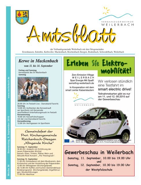 Erleben Sie Elektro- mobilität! - Verbandsgemeinde Weilerbach