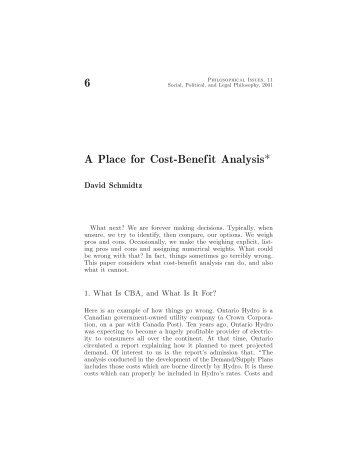 A Place for Cost-Benefit Analysis - David Schmidtz