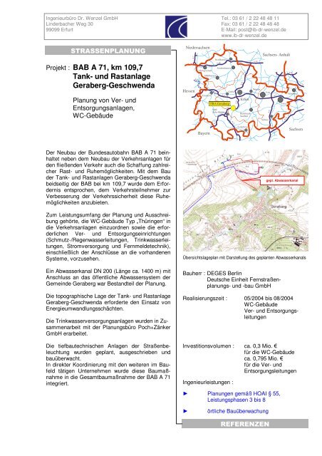 Projekt : BAB A 71, km 109,7 Tank- und Rastanlage Geraberg ...