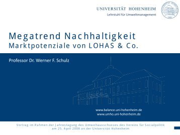 Megatrend Nachhaltigkeit - Lehrstuhl für Umweltmanagement an ...