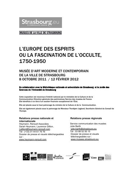 L'europe des esprits ou la fascination de - Musées de Strasbourg