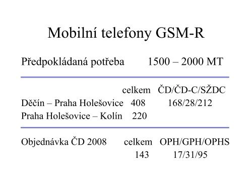 GSM-R – fáze I. - FEL