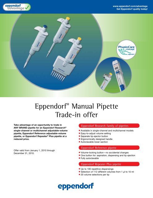 Eppendorf® Manual Pipette Trade-in offer