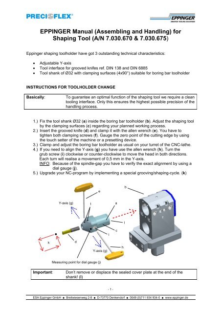EPPINGER Manual (Assembling and Handling) for Shaping Tool (A ...