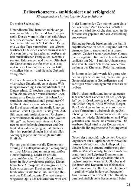 Gemeindebrief 2011 - Erlöser-Kirchengemeinde Münster