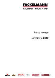 Press release : Ambiente 2012 - Fackelmann