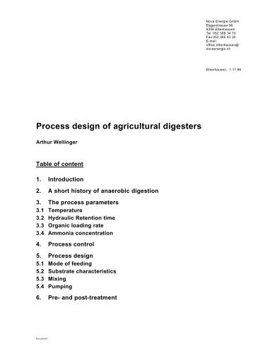 Process design of agricultural digesters - nifty