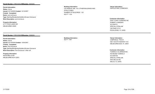 Permits Issued by Date Range - Brevard County