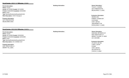 Permits Issued by Date Range - Brevard County